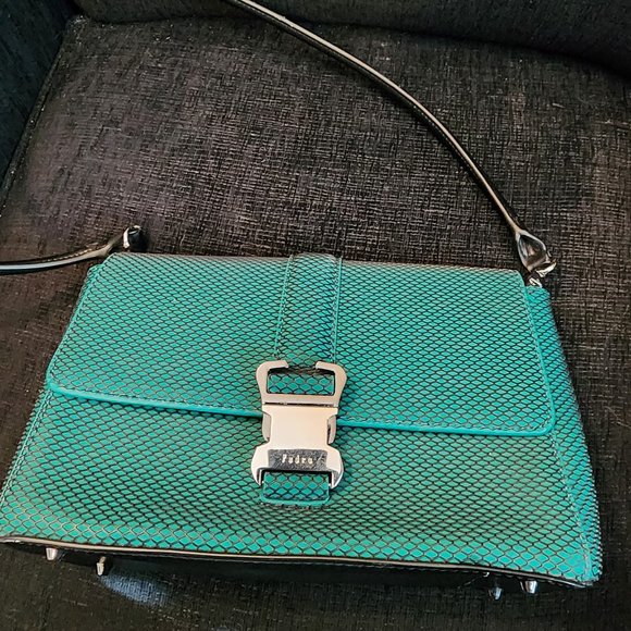 Pedro Dark Teal Green Mesh Pattern Shoulder Bag - Picture 5 of 11